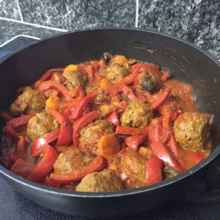 Spicy Beef Meatballs with Peppers